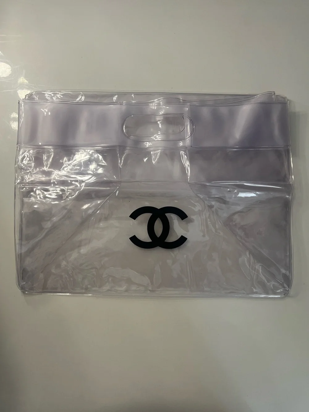 CHANEL White Tweed Slide Sandals with Black Logo